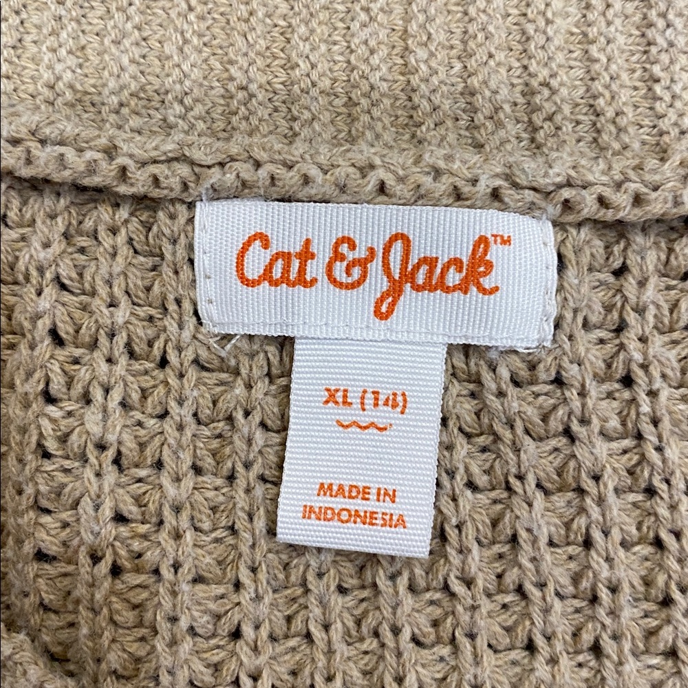 Cat & Jack Taupe Chunky Knit Button Cardigan - Picture 2 of 3